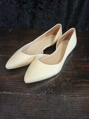 Marc Fisher LTD Sunny Half d'Orsay Pointed Toe Ballet Flats Light Natural 7M